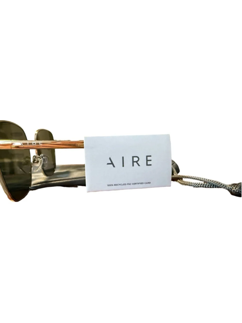 NWT Aire Spiral Gold Aviator Sunglasses Green Lenses UV Protection AIR2442269
